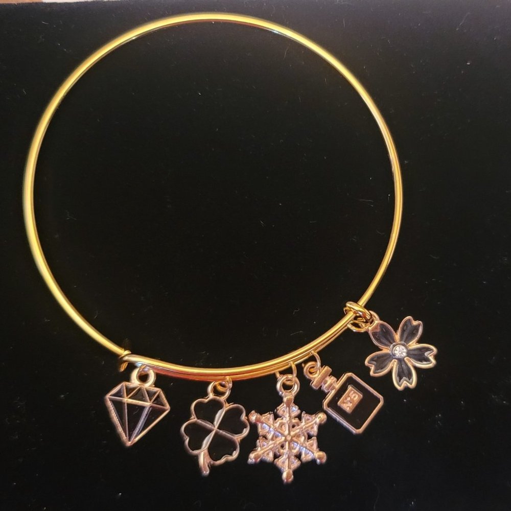 Wire Bangle Adjustable Expandable Charm Bracelet (hand-crafted) - Picture 3 of 3